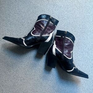 Zara Black and Purple Ankle Boots